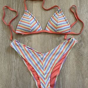 Colorful Striped Bikini Set